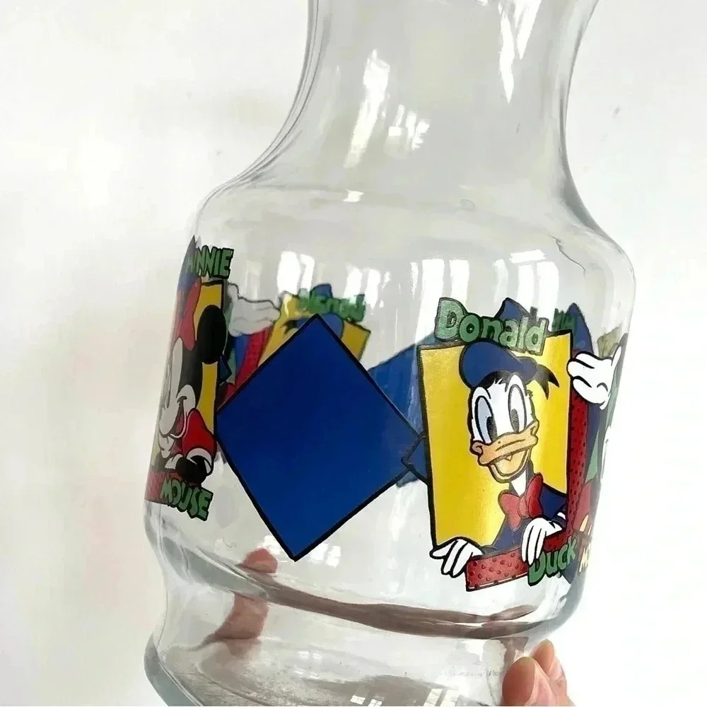Vintage Disney Carafe Anchor Hocking Glassware Pitcher Mickey Minnie Donald Duck